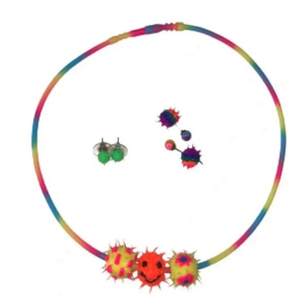 Silicone Spike Necklace & 2 Sets of Earrings - Picture 1 of 4